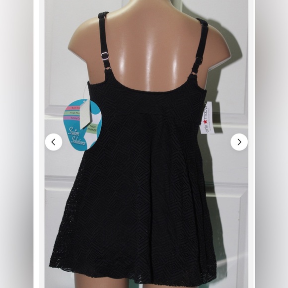 🌷NWT SWIM SOLUTIONS BY MACYS 22W BLACK CROCHET SWIM DRESS - Picture 3 of 12